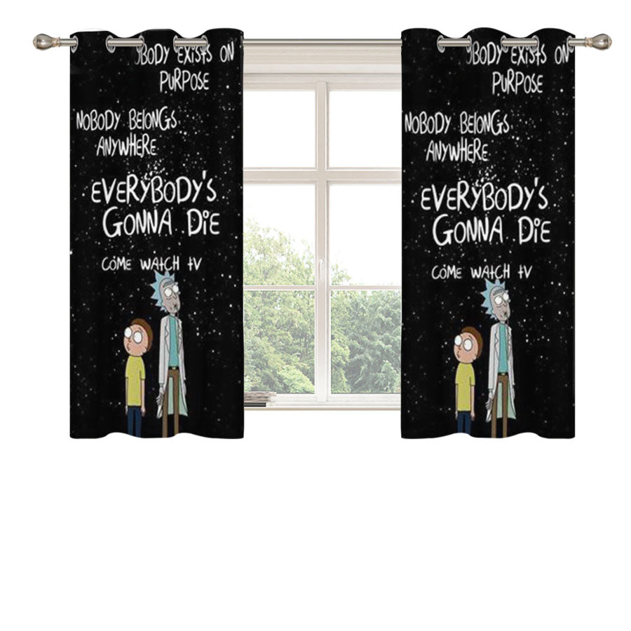 Rick And Morty Dump Peach Skin Window Curtains