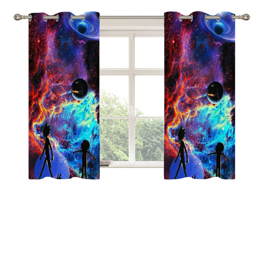 Rick And Morty Flat Galaxy Peach Skin Window Curtains
