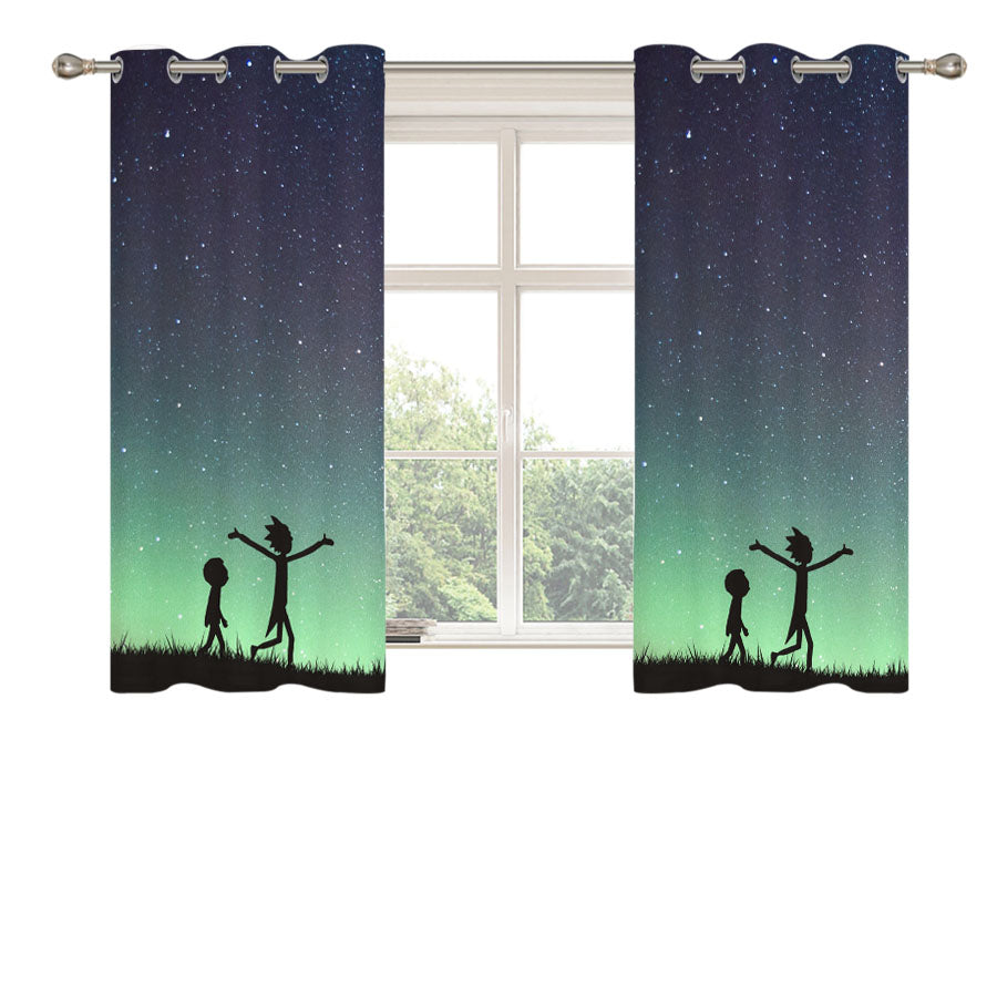 Rick And Morty Space Nebula Peach Skin Window Curtains