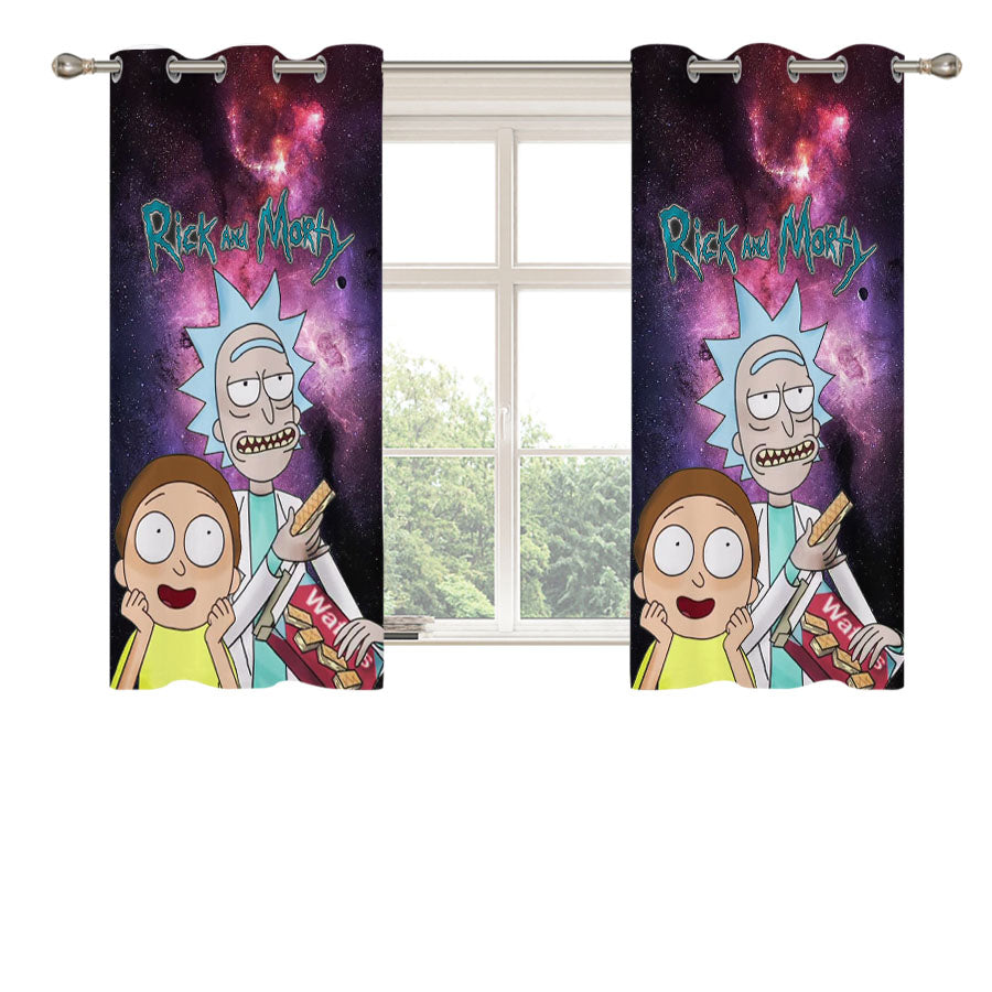 Rick And Morty Spaceship Peach Skin Window Curtains