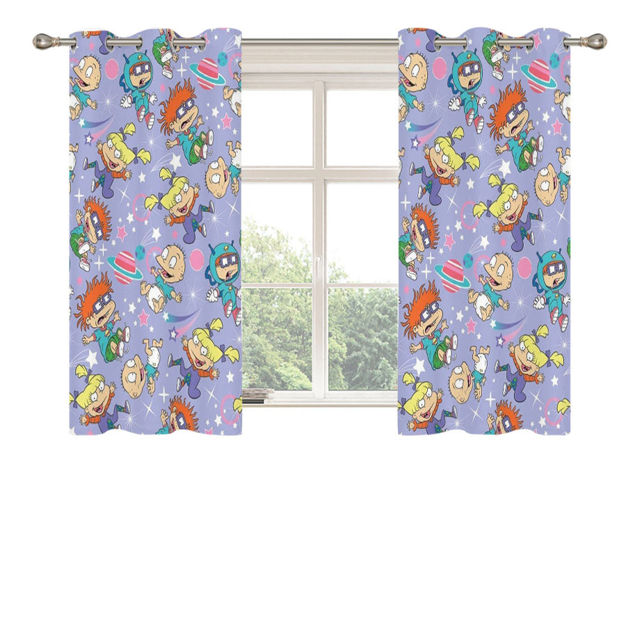 Rugrats Pattern Plannet Wallpaper Peach Skin Window Curtains