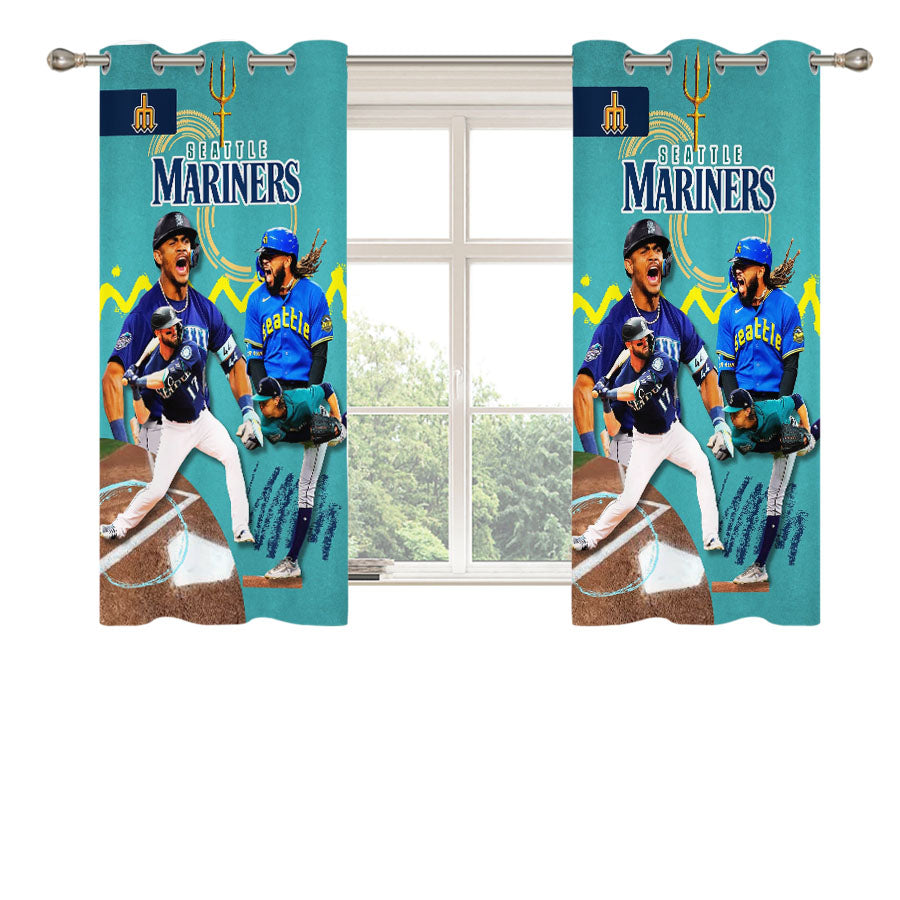 Seattle Mariners Peach Skin Window Curtains