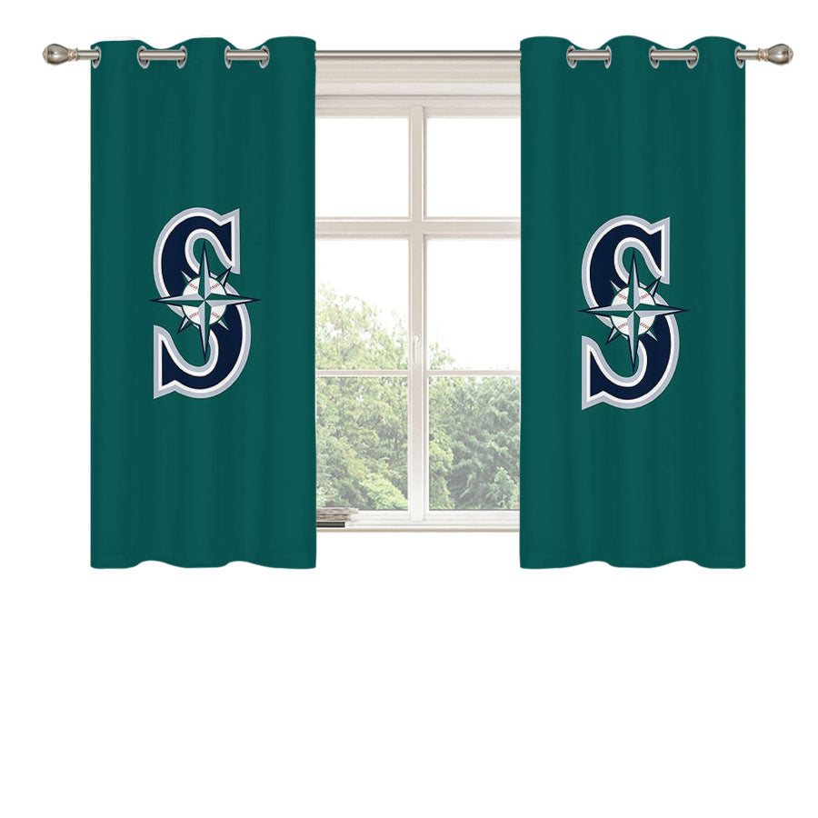 Seattle Mariners Logo Green Peach Skin Window Curtains