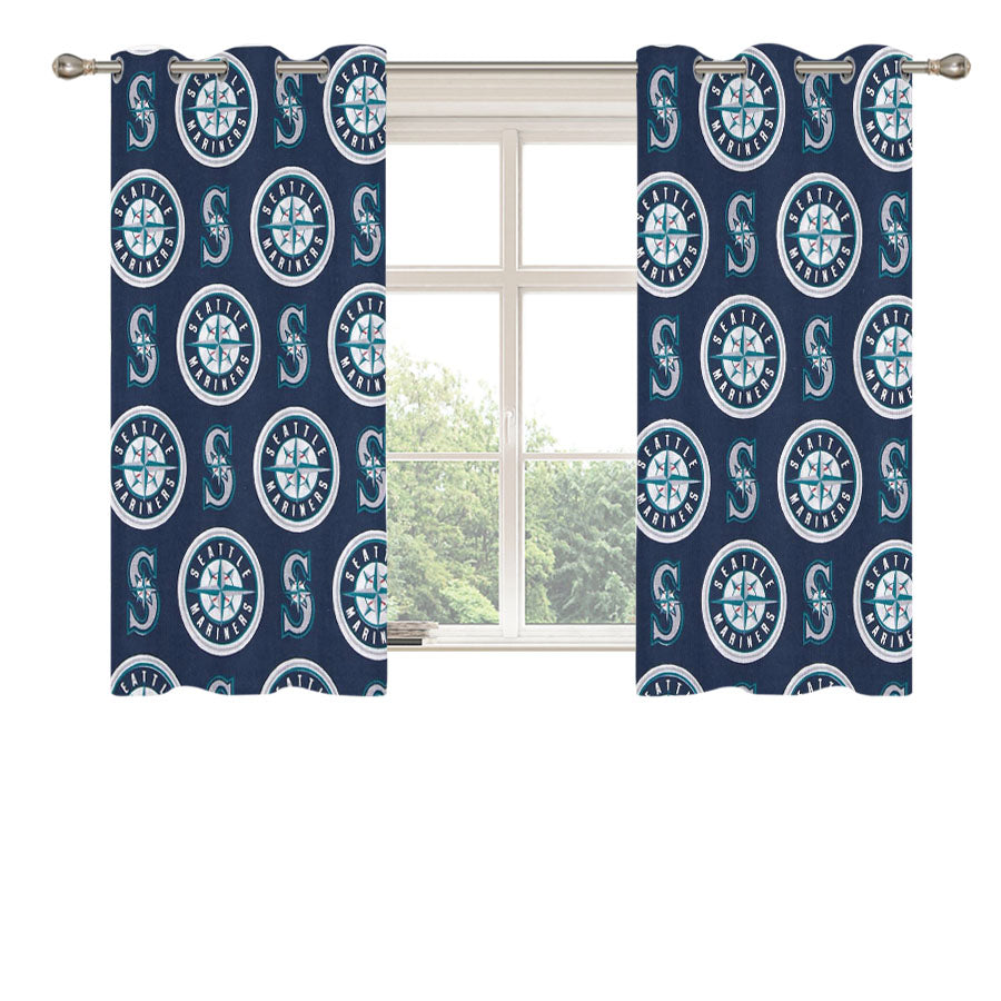 Seattle Mariners Pattern Peach Skin Window Curtains