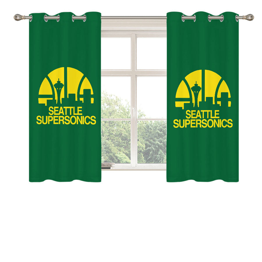 Seattle Supersonics Logo Peach Skin Window Curtains