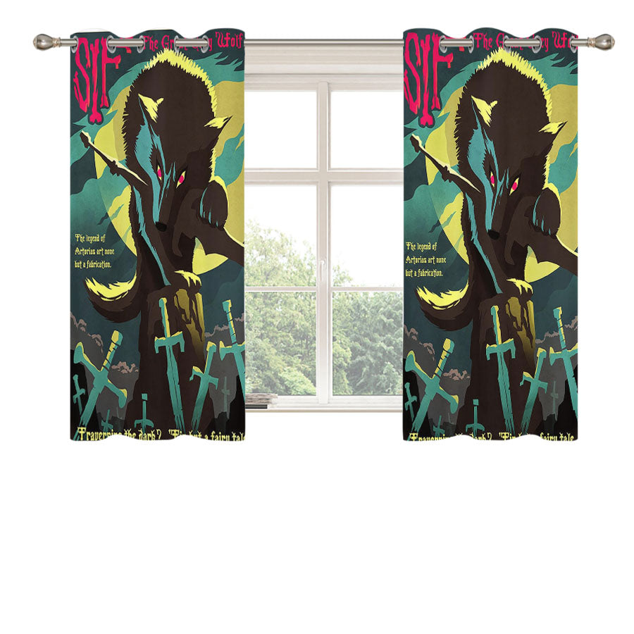 Sif Grey Wolf Dark Souls Peach Skin Window Curtains