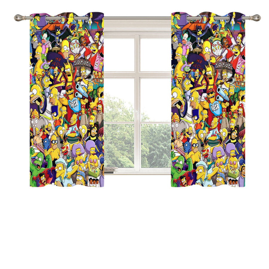 Simpson Doodle Art Peach Skin Window Curtains