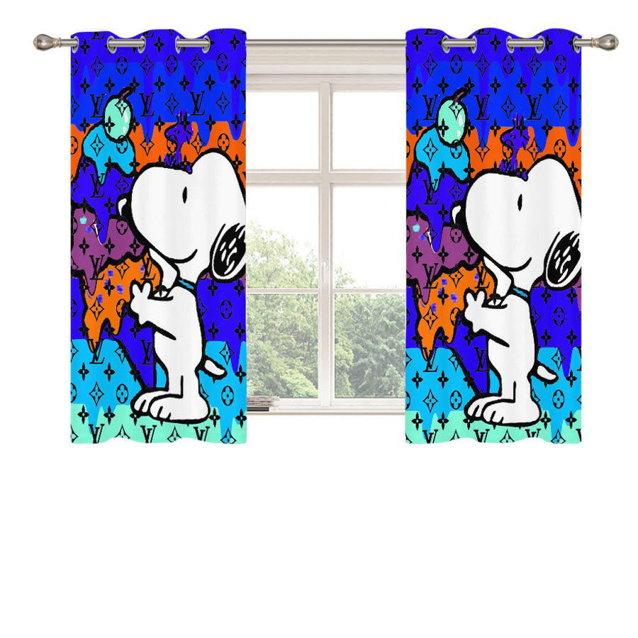 Snoopy Art Peach Skin Window Curtains
