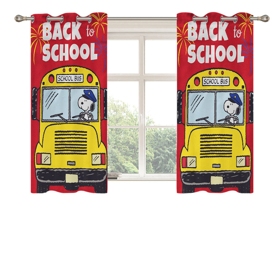 Snoopy Back To School 2 Peach Skin Window Curtains