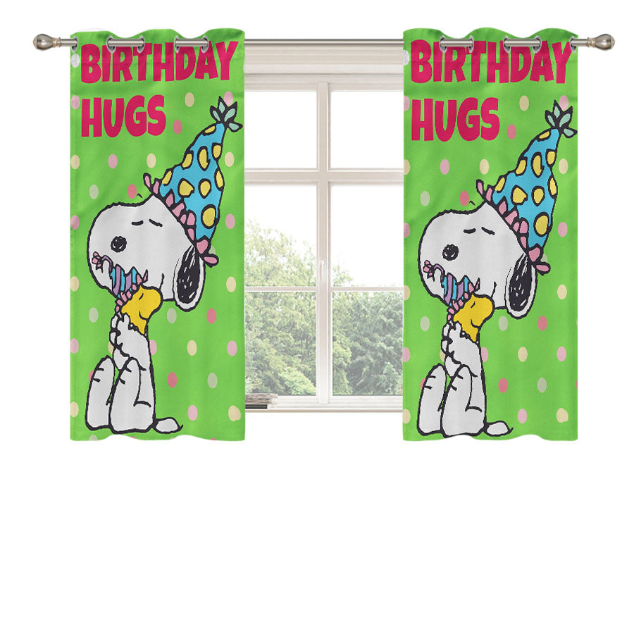 Snoopy Birthday Peach Skin Window Curtains