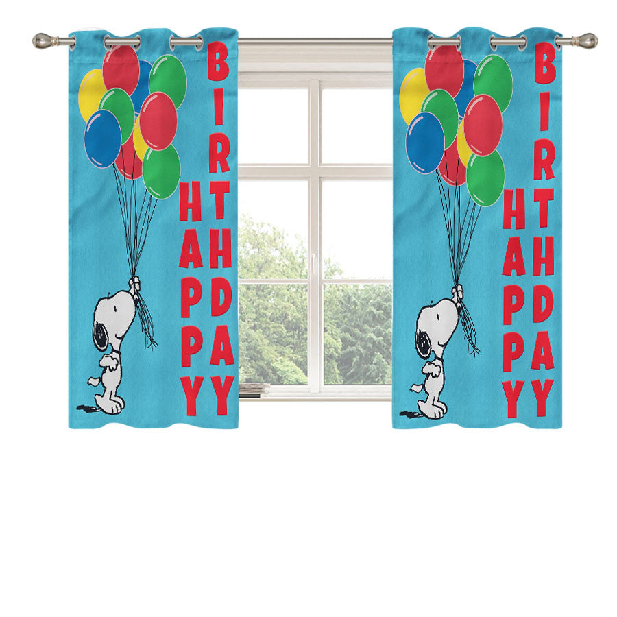 Snoopy Birthday 2 Peach Skin Window Curtains