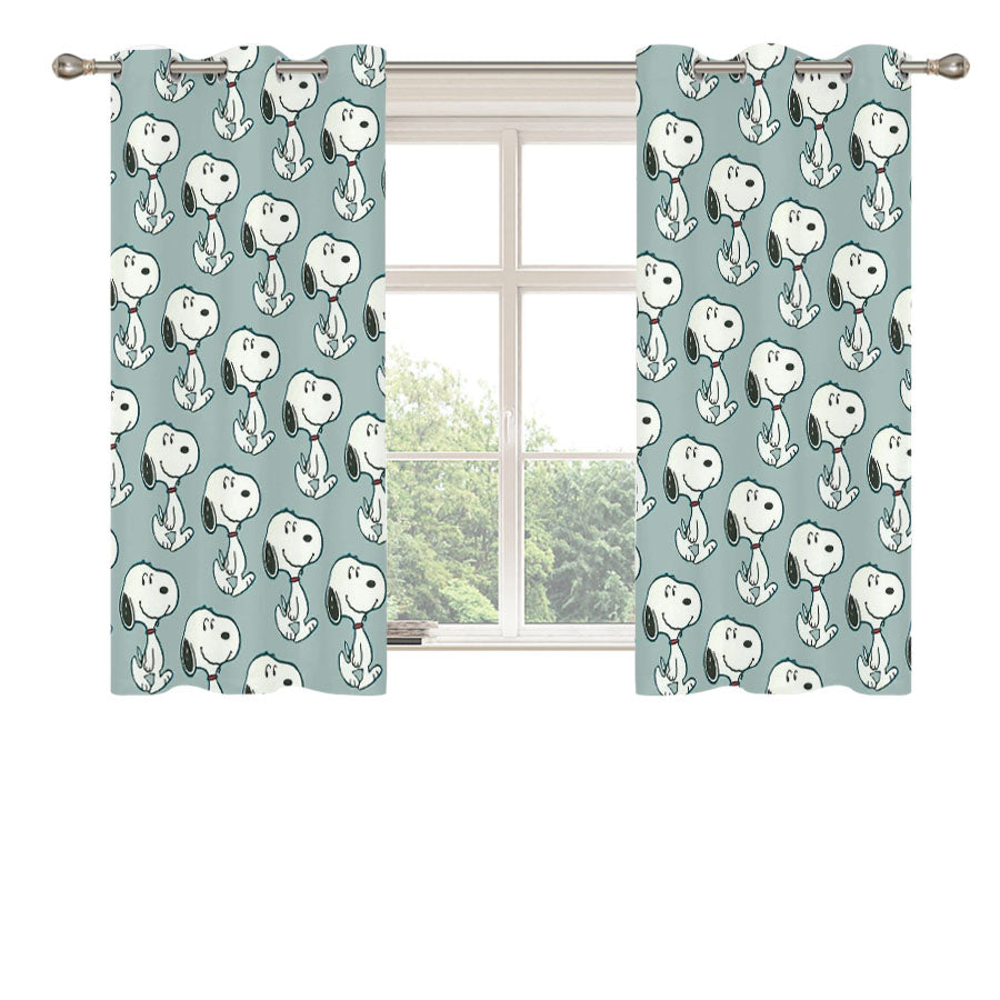 Snoopy Blue Peach Skin Window Curtains