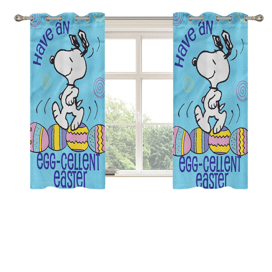 Snoopy Easter Peach Skin Window Curtains