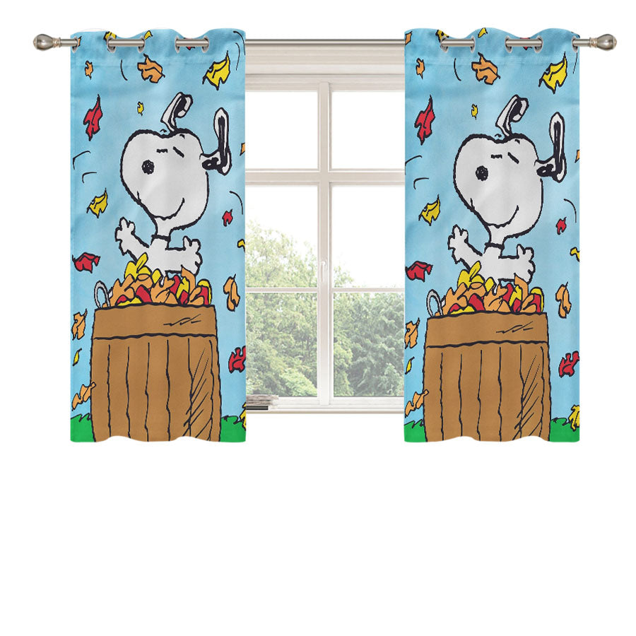 Snoopy Fall Outdoor Peach Skin Window Curtains