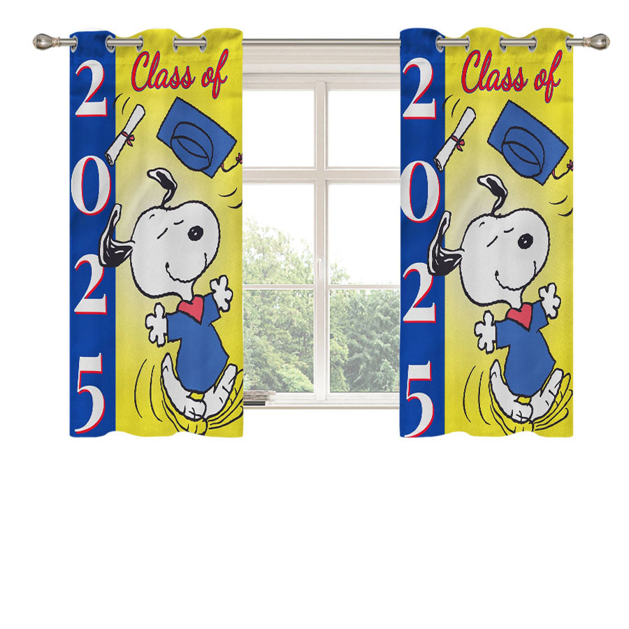 Snoopy Graduation Peach Skin Window Curtains