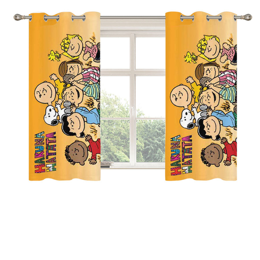 Snoopy Hakuna Orange Peach Skin Window Curtains