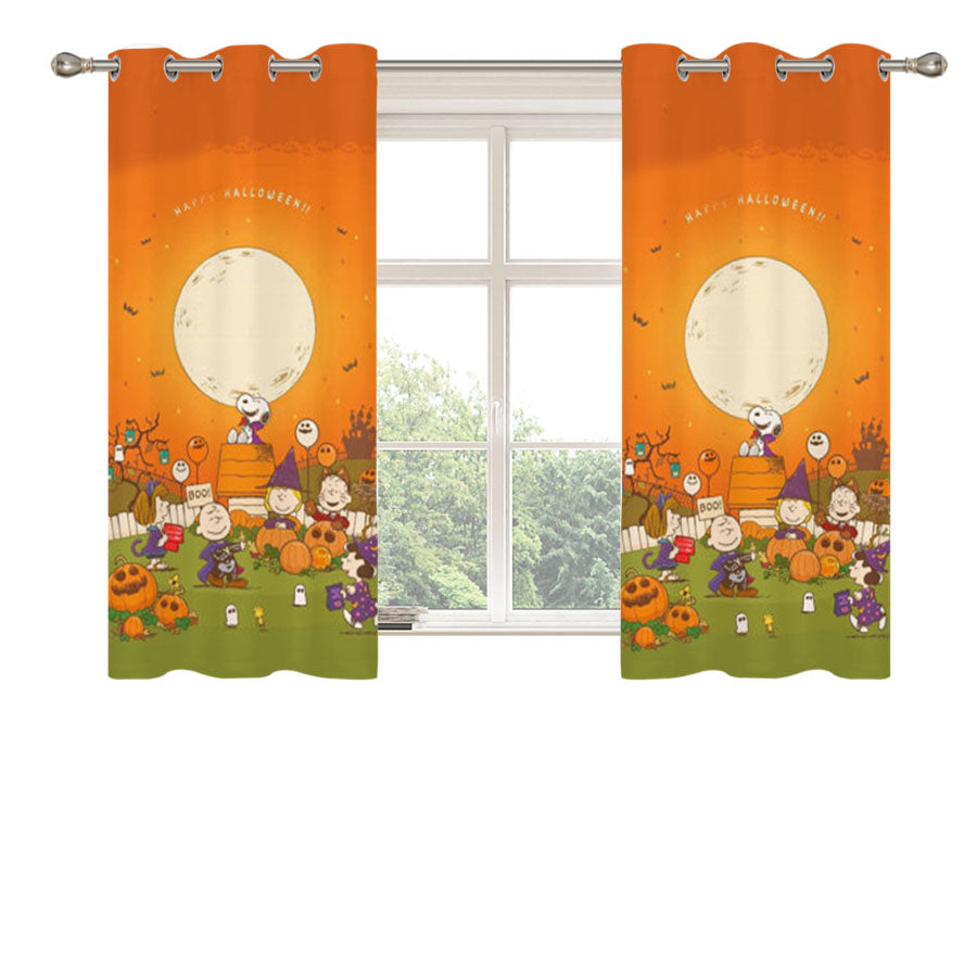 Snoopy Halloween Peach Skin Window Curtains