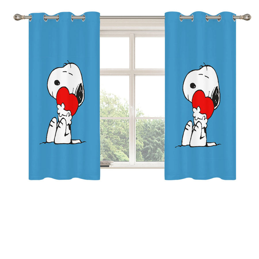 Snoopy Heart Peach Skin Window Curtains