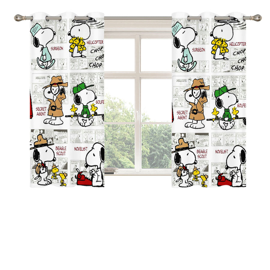 Snoopy Many Faces Comics Peach Skin Window Curtains