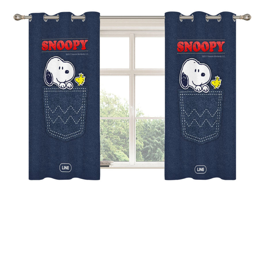 Snoopy Pocket Friend Peach Skin Window Curtains