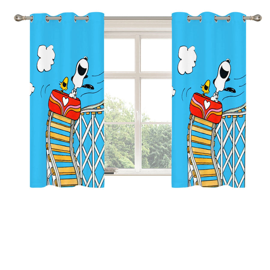 Snoopy Rollercoaster Peach Skin Window Curtains