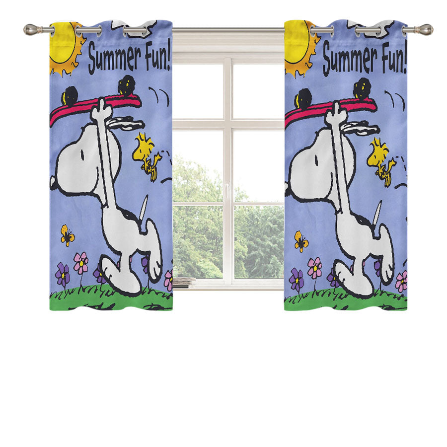 Snoopy Summer Flag Peanuts Peach Skin Window Curtains