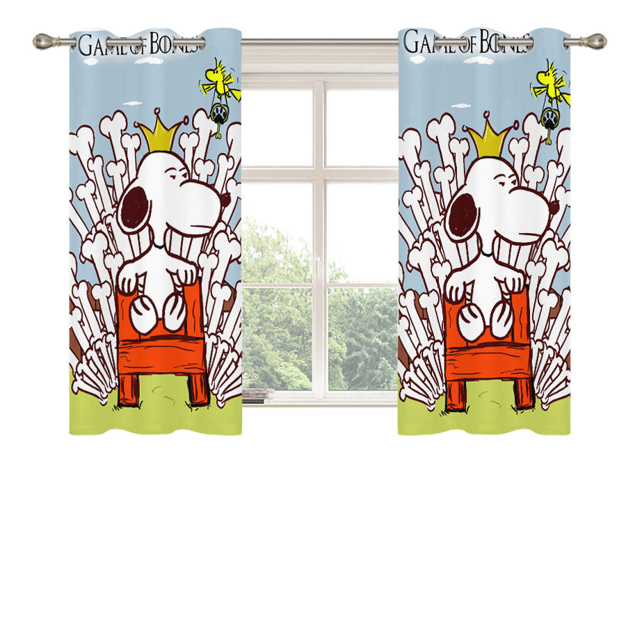 Snoopy The Game Of Bones Peach Skin Window Curtains