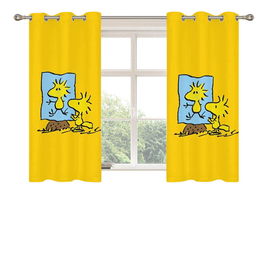 Snoopy Woodstock Painting Peach Skin Window Curtains