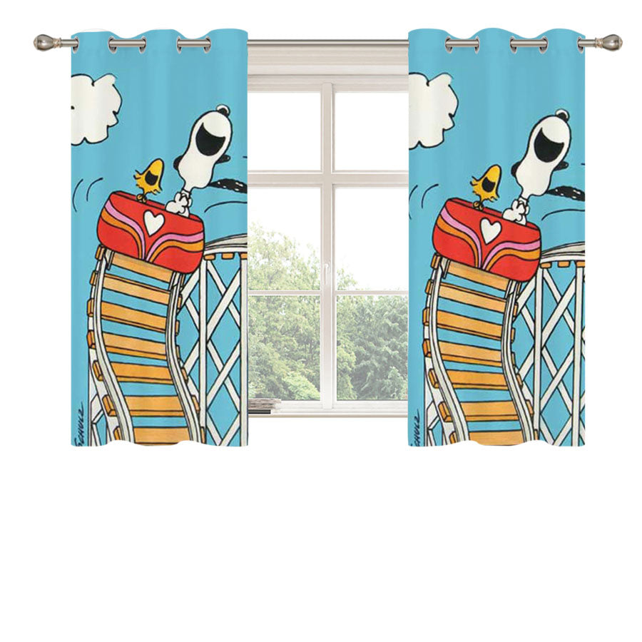 Snoopy Woodstock Rollercoaster Peach Skin Window Curtains