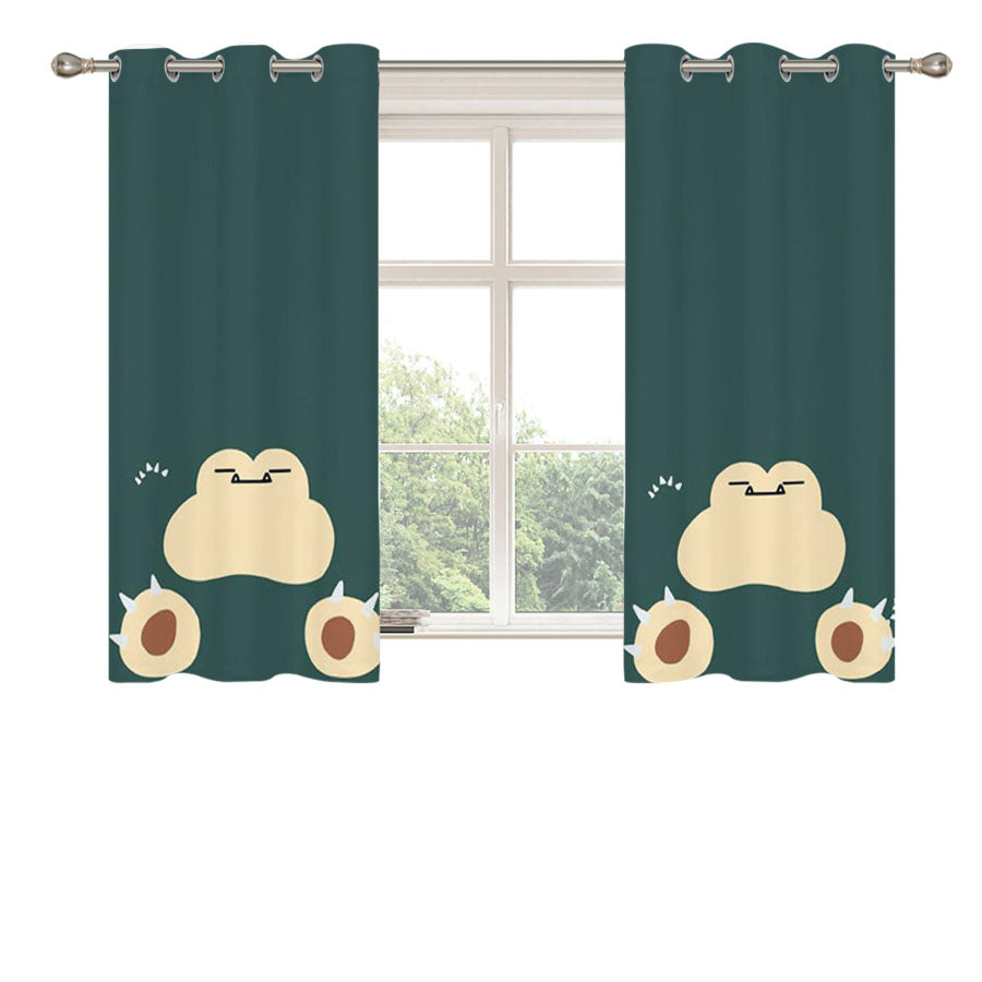 Snorlax Cartoon Peach Skin Window Curtains