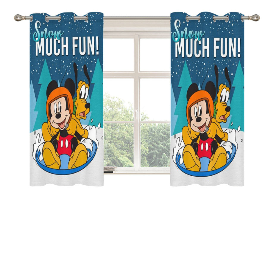 Snow Much Fun Mickey Peach Skin Window Curtains
