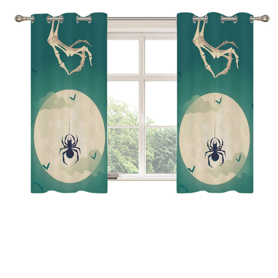 Spider Skull Hand Peach Skin Window Curtains
