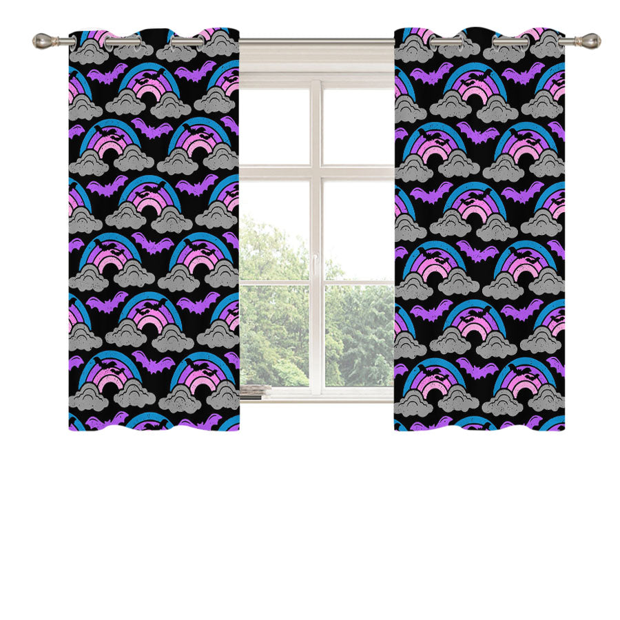 Spooky Halloween Rainbow Pattern Peach Skin Window Curtains