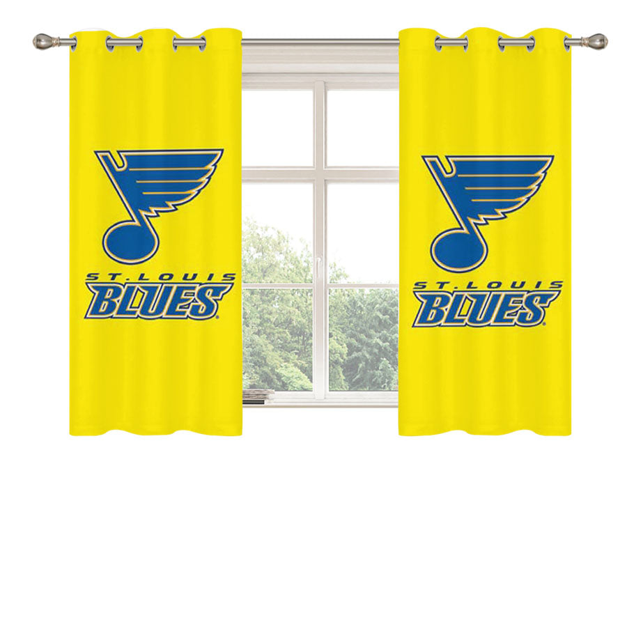 St Louis Blues Yellow Peach Skin Window Curtains