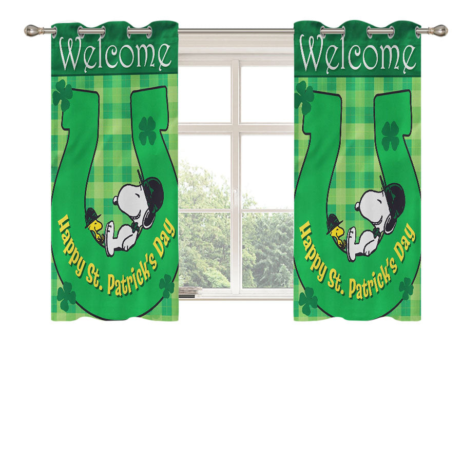 St Patricks Day Snoopy Peach Skin Window Curtains