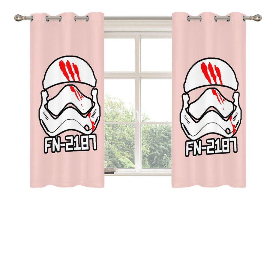 Star Wars Fn 2187 Movies Finn Storm Trooper Graphic Pink Peach Skin Window Curtains