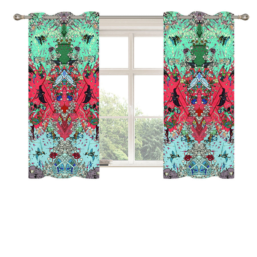 Star Wars Illustration Peach Skin Window Curtains