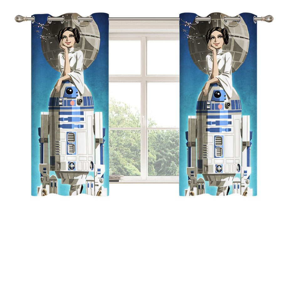 Star Wars Robot R2D2 Peach Skin Window Curtains