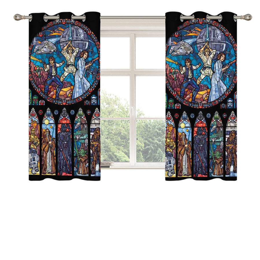 Star Wars Stained Glass Peach Skin Window Curtains