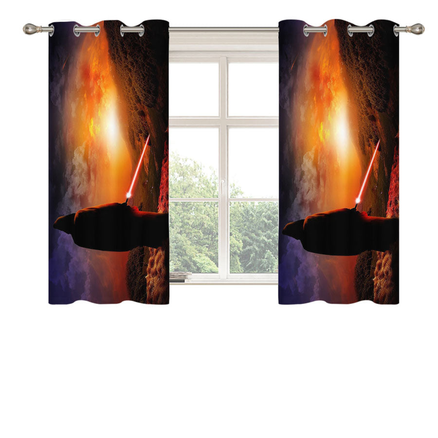 Star Wars Sunset Wallpaper Peach Skin Window Curtains