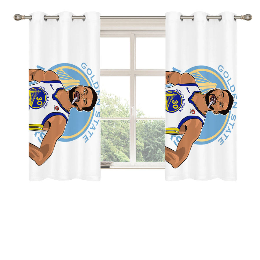 Stephen Curry Warriors Illustration Peach Skin Window Curtains