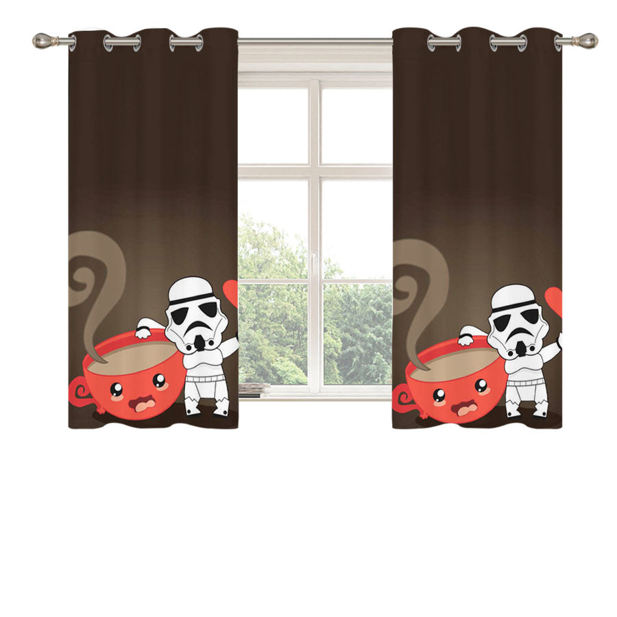 Stormtroopers Loves Coffee Peach Skin Window Curtains
