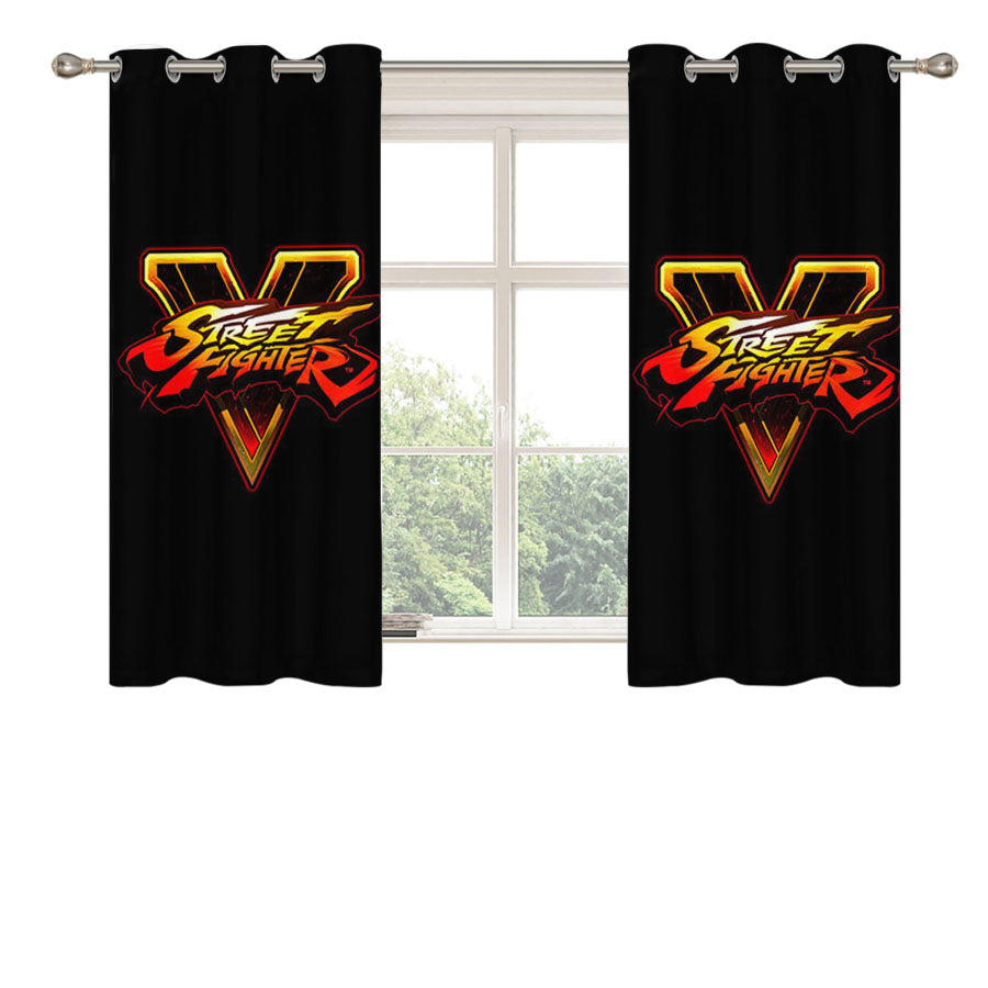 Street Fighter V Logo Peach Skin Window Curtains