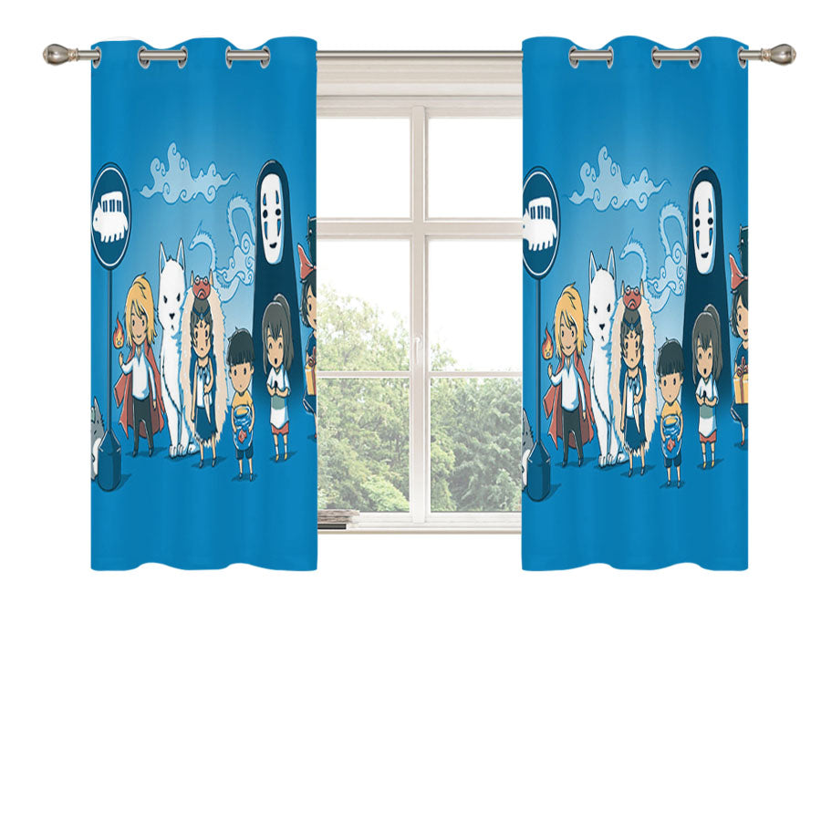 Studio Ghilbli Anime Cartoon Peach Skin Window Curtains