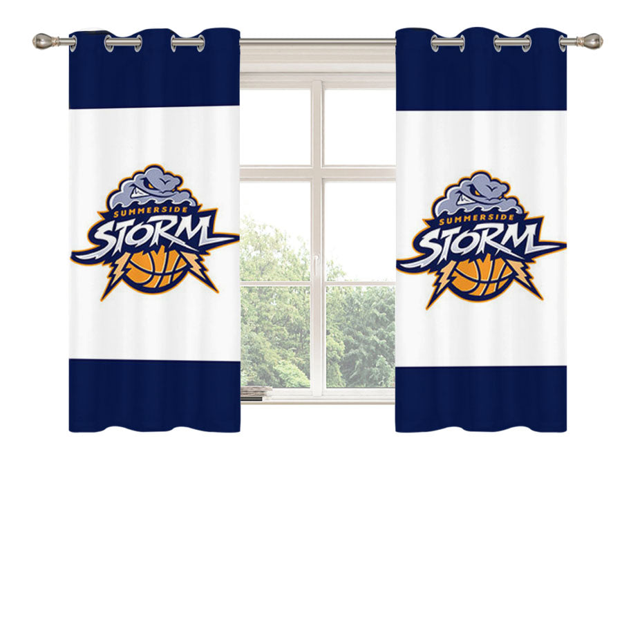 Summerside Blue Storm Peach Skin Window Curtains