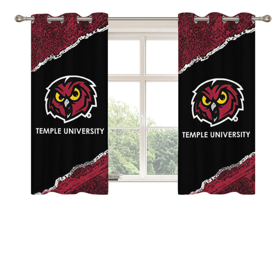 Temple University Strip Peach Skin Window Curtains