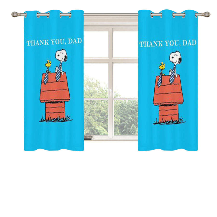 Thank You Dad Snoopy Peach Skin Window Curtains