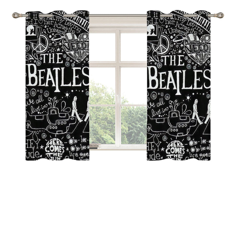 The Beatles Art Mozaik Peach Skin Window Curtains