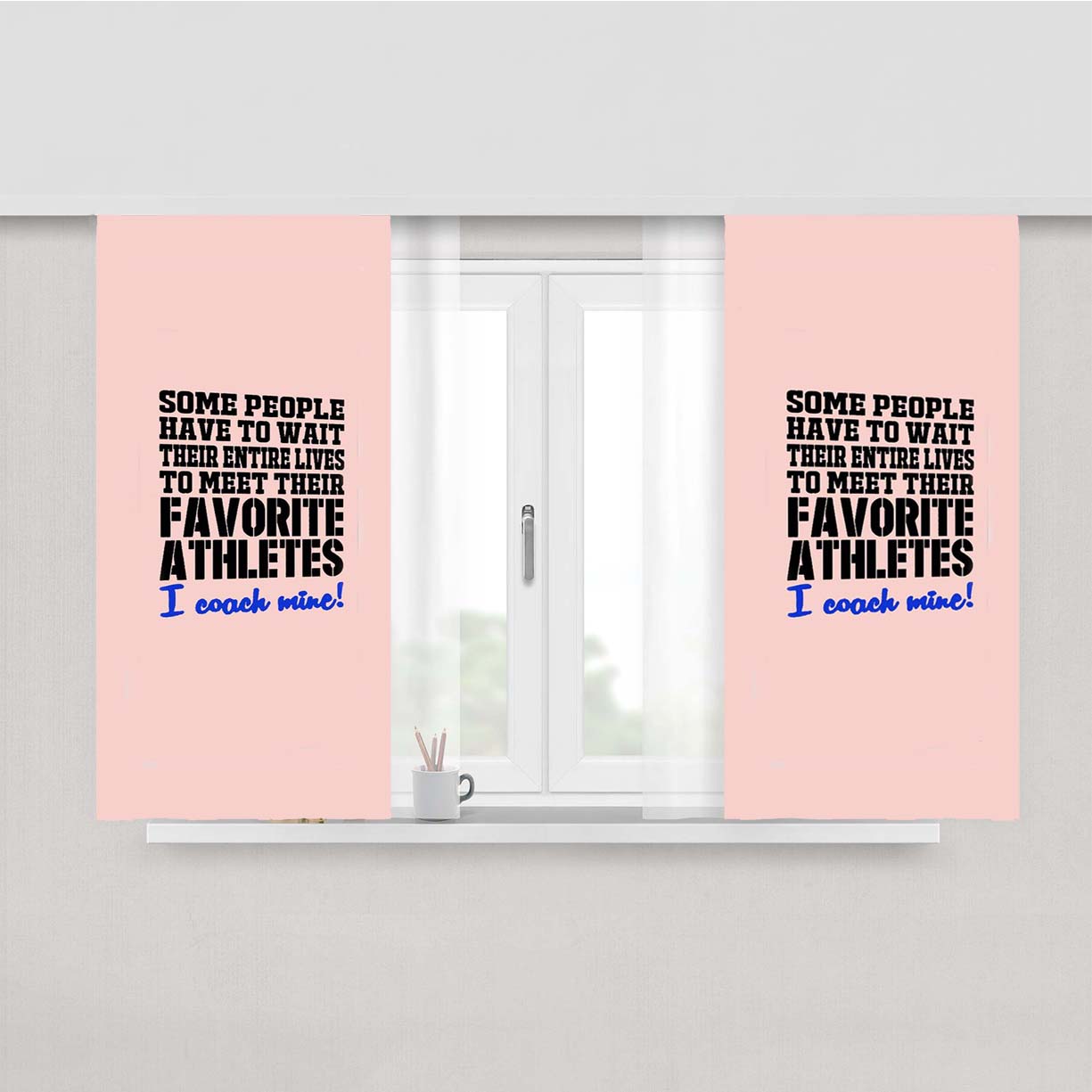 Cheer Coach Athletes Sports Peach Skin Window Curtains