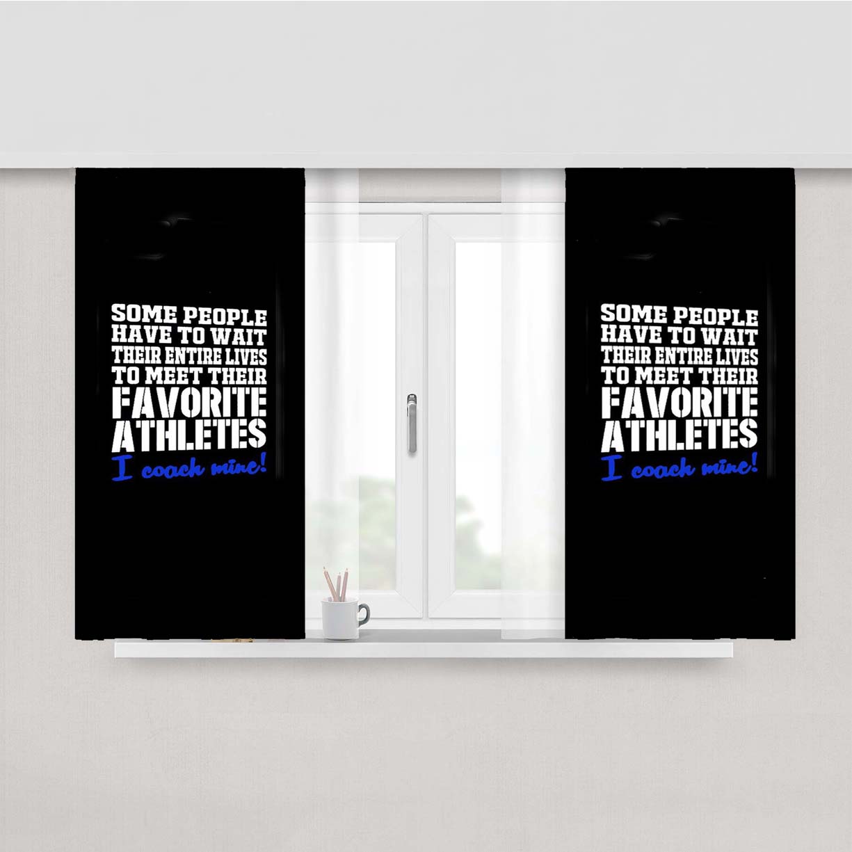 Cheer Coach Athletes Sports Some People Have To Wait Peach Skin Window Curtains